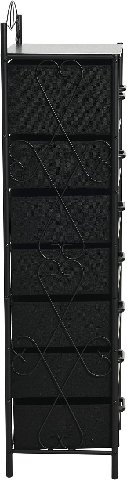 Household Essentials Black Oak & Iron Eight-Drawer Tower - Image 5