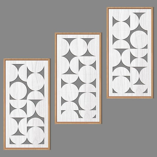 IARTTOP White Abstract Wood Wall Art Framed 8x16 Inch Set of 3 Modern by IARTTOP