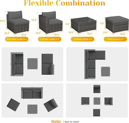 May in Color 5 Piece Outdoor Patio Sectional Furniture Set, Weather Resistant - Image 5