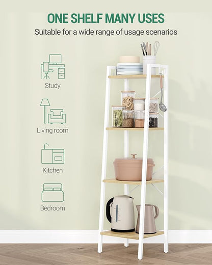 Hzuaneri Ladder Shelf, Bookshelf Bookcase, Freestanding Corner Storage Shelve - Image 4
