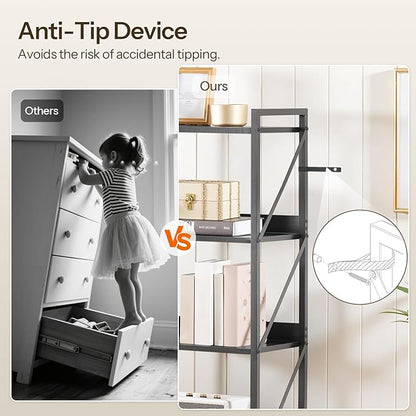HOOBRO Bookshelf, 5-Tier Industrial Bookcase, Book Shelf Storage Organizer - Image 7