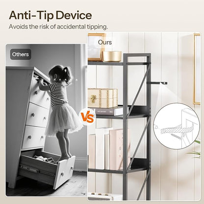 HOOBRO Bookshelf, 4-Tier Industrial Bookcase, Book Shelf Storage Organizer - Image 8