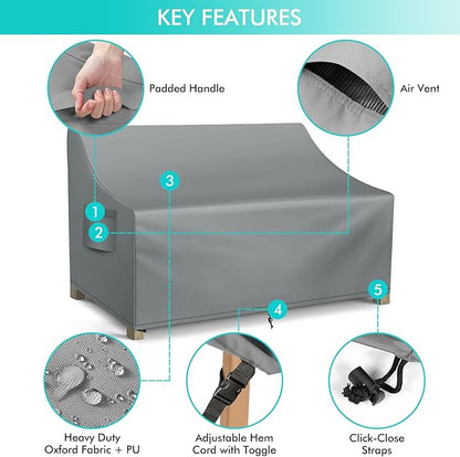 WLEAFJ Patio Sofa Cover Waterproof, 3-Seater Outdoor Sofa, Heavy Duty Deep - Image 3