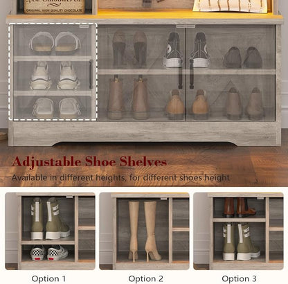 CSZZD Hall Tree with Bench and Shoe Storage, Farmhouse Entryway Bench with Coat - Image 6