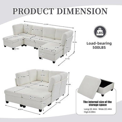 113" Modular Sectional Sofa Couch - Image 3