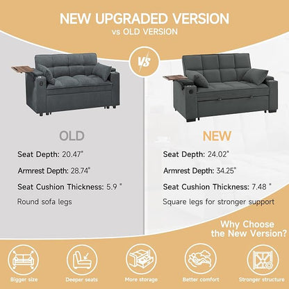 Auvsoce 65" Sleeper Sofa Bed Loveseat, Convertible Couch - Image 6