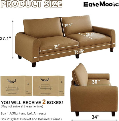 EASE MOOSE 70.6" Faux Leather Loveseat Sofa, Deep Seat Waterproof and - Image 2