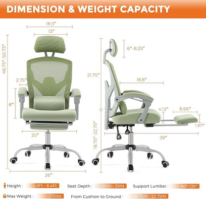 Sweetcrispy Office Computer Desk Chair Set of 2, Ergonomic High-Back Mesh - Image 3