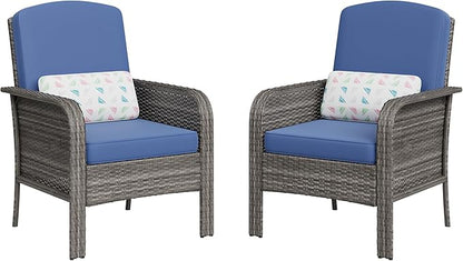 GarveeHome Outdoor Wicker Chairs Set of 2, All-Weather High Back Rattan Patio by GarveeHome