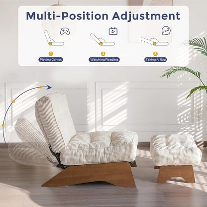 MAXYOYO Accent Chair with Ottoman Adjustable Backrest, Tufted Living Room Chair - Image 4