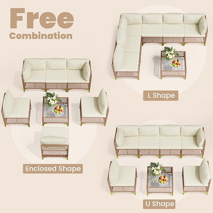 Pamapic 7-Piece Wicker Outdoor Furniture Set, Boho Sectional Sofa Patio - Image 4