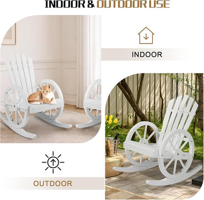 Outvita Adirondack Rocking Chair Set of 2, Wood Wagon Rocker, Outdoor Wooden - Image 7