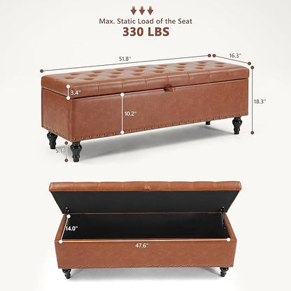 Mangodan 50" Storage Ottoman Bench, Tufted Ottoman - Image 2