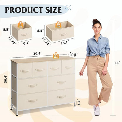 WLIVE Dresser for Bedroom with 8 Drawers, Wide Fabric Dresser for Storage and - Image 3