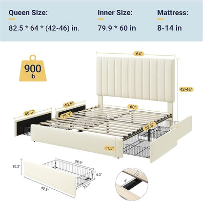 Allewie Queen Size Storage Bed Frame, Vertical Channel Tufted Adjustable - Image 2