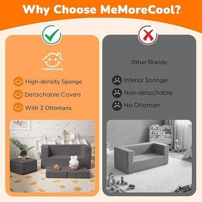MeMoreCool Modular Kids Couch, Corduroy Play Toddler Couch - Image 7