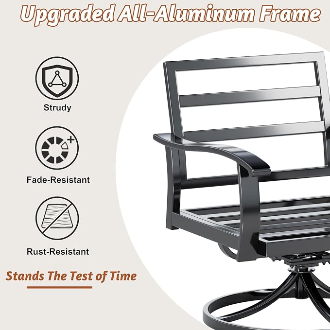 HOMREST Patio Furniture Sets 6 PCS Outdoor Metal Conversation Sets, 360 Degree - Image 9