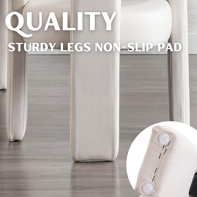 RIVOVA Modern Barrel Dining Chairs Set of 8, Linen Upholstered Accent Side Chair - Image 6