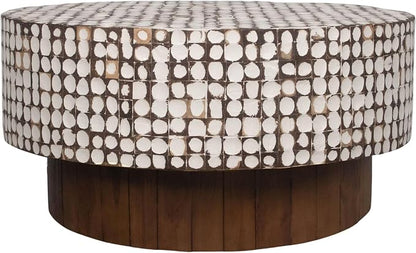 East at Main Round Coffee Table – White Boho Cocktail Table - Image 3