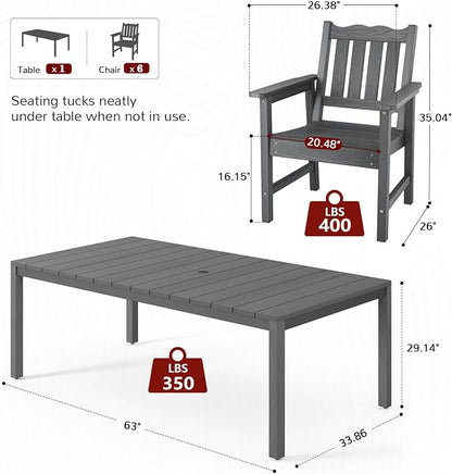 Stoog All-Weather 7 Pieces Patio Dining Sets, Waterproof Patio Furniture Set - Image 3
