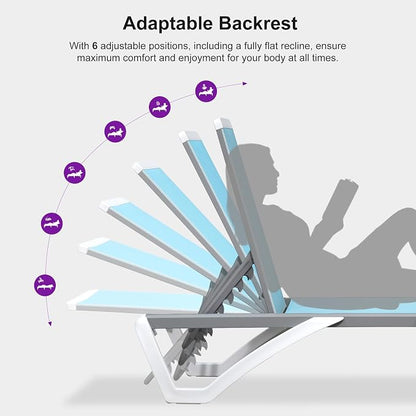 PURPLE LEAF Patio Chaise Lounge Chair Outside Aluminum Plastic Stackable - Image 9