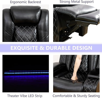 Power Leather Recliner Sofa Chair, Living Room Furniture Sets, Breathing - Image 6