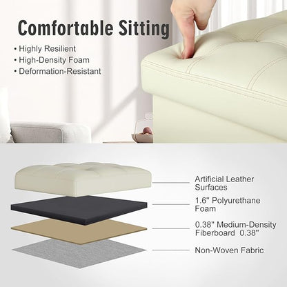 Ottoman with Storage, Slim Tall Foot Rest Stool with Thicker Foam Padded Seat. - Image 5