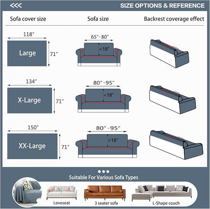 DREAMINGO Modern Minimalism Grayish Blue Couch Cover Sectional Sofa Covers - Image 2