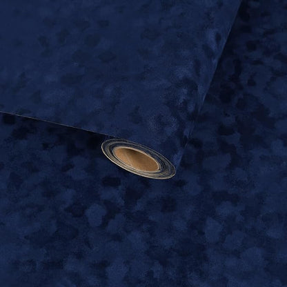 Navy Blue Curshed Velvet Wallpaper Self Adhesive Felt Fabric by VaryFloral