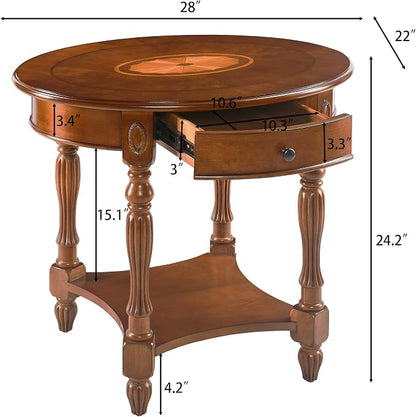 PADMA HOUSE Traditional Wood Oval End Table - Image 2