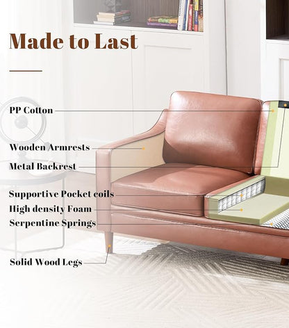 Kingfun Living Room Furniture Sets, 3 Seater Couch and Loveseat, Mid Century - Image 5