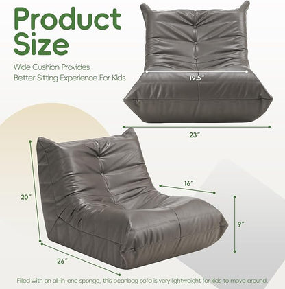 Hobestluk Small Bean Bag Chair Leather Beanbag Lazy Floor Sofa Bean Bags - Image 2