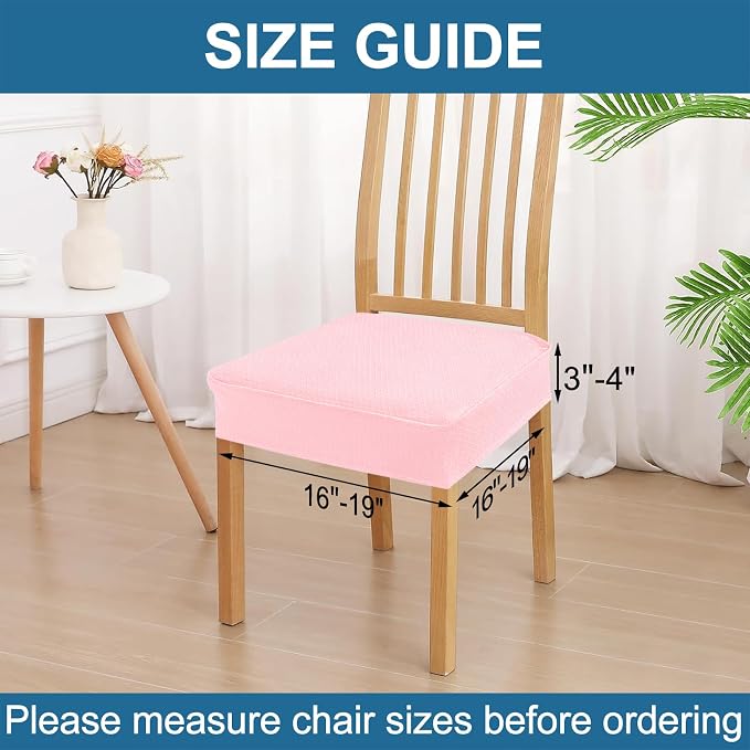 Smiry Waterproof Seat Covers for Dining Room Chairs Set of 6, Stretch Jacquard - Image 2