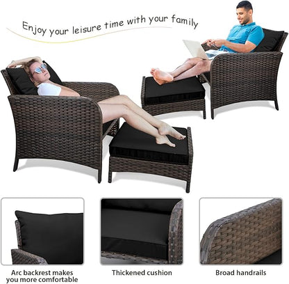 LEVELEVE Balcony Furniture 5 Piece Patio Conversation Set, PE Wicker Rattan - Image 5