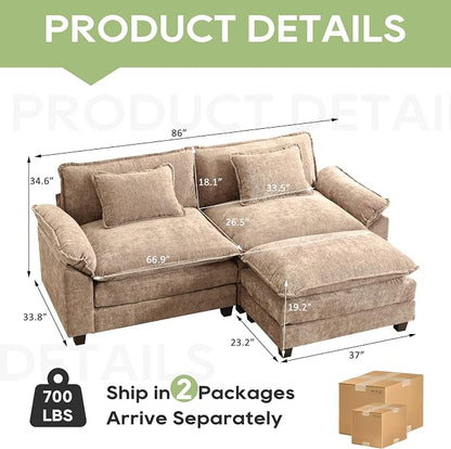 Oprisen 86" Modular Sectional Sofa, Comfy Cloud Couch Sectional Sofa - Image 2
