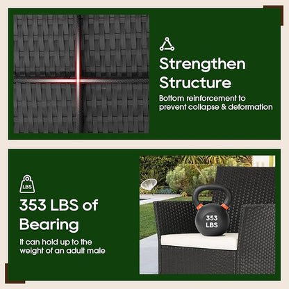 FDW | 4-Piece Patio Furniture Set | Black | Outdoor Wicker Furniture - Image 4