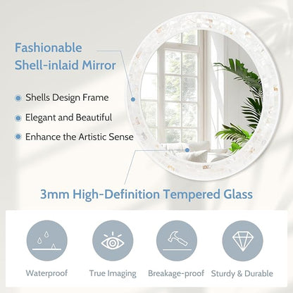 Tanmicoshomy Round Bathroom Mirror 28 Inch, Circle Mosaic Wall Mirrors - Image 2