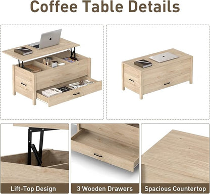 Bonzy Home Lift Top Coffee Table, Wooden Center Table - Image 6