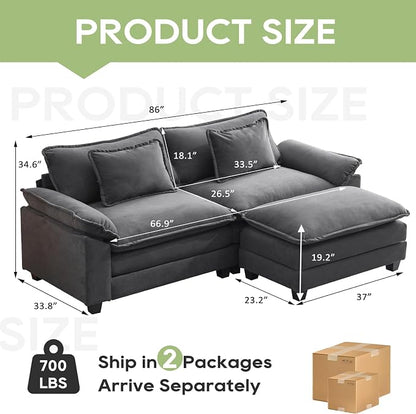 Oprisen 86" Modular Sectional Sofa, Comfy Cloud Couch Sectional Sofa - Image 2