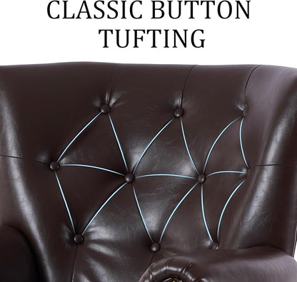 Modern Accent Chair, Mid-Century Faux Leather Armchair - Image 5