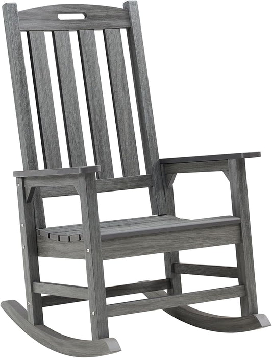 Psilvam Outdoor Rocking Chair, Poly Lumber Oversized Rocking Chair by PsilvamGardenFurniture