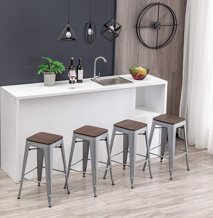 HAOBO Home 30" Backless Metal Counter Stool Height Bar Stools Barstools - Image 6