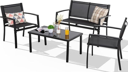 Shintenchi 4 Pieces Patio Furniture Set All Weather Textile Fabric Outdoor - Image 9