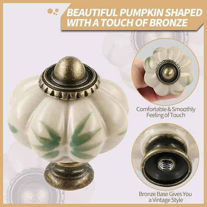 Ivory Pumpkin Knobs 12 Pack Ceramic Cabinet Knobs Vintage Drawer Pulls - Image 3