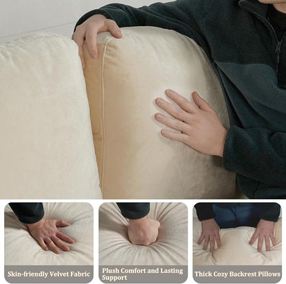 EASE MOOSE Large Seat Velvet L-Shaped Sofa, Soft 4 Seat Couch - Image 7