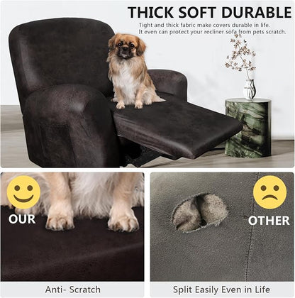 ANARACHON Leather Like Recliner Chair Covers Heavy Duty, 4 Pieces Recliner Cover - Image 2