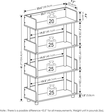 Furinno Turn-N-Tube 4-Tier Toolless Display Rack, Amber Pine/Black - Image 3