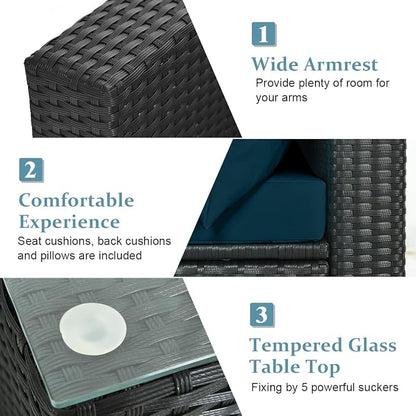 Tangkula 7 Piece Patio Furniture Set, Outdoor Wicker Sectional Sofa - Image 6