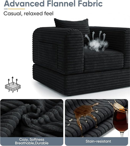 Versatile 2 in1 Loveseat Accent Chair Couch Convertible Boneless Chaise Lounge - Image 5