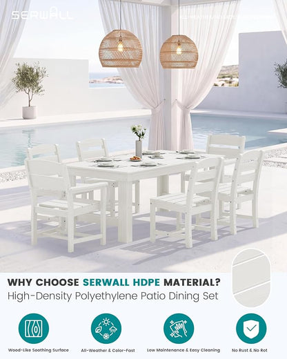 SERWALL Outdoor Dining Table Set, 67‘’ HDPE Patio Dining Set - Image 2